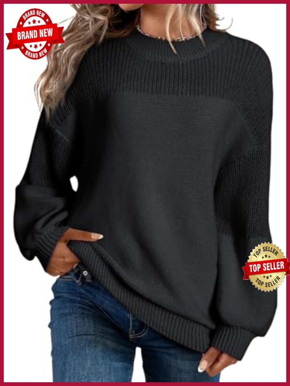 Women's Oversized Long Sleeve Crewneck Pullover Sweater Loose Knit